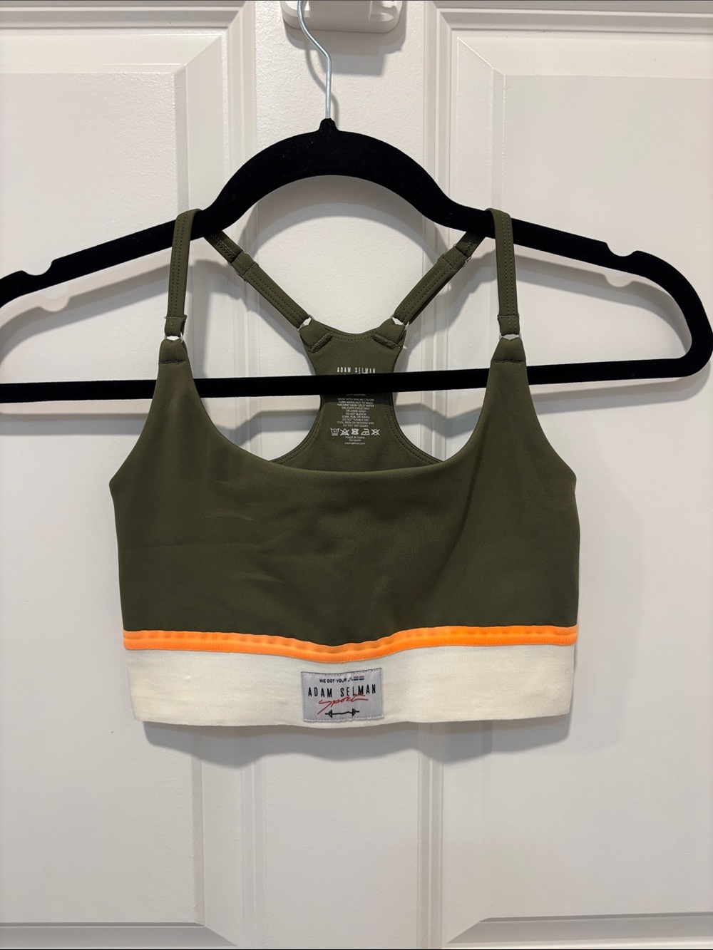 Adam Selman Sport Colorblock Sports Bra Olive XXS